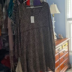 Cotton Bleu leaves dress